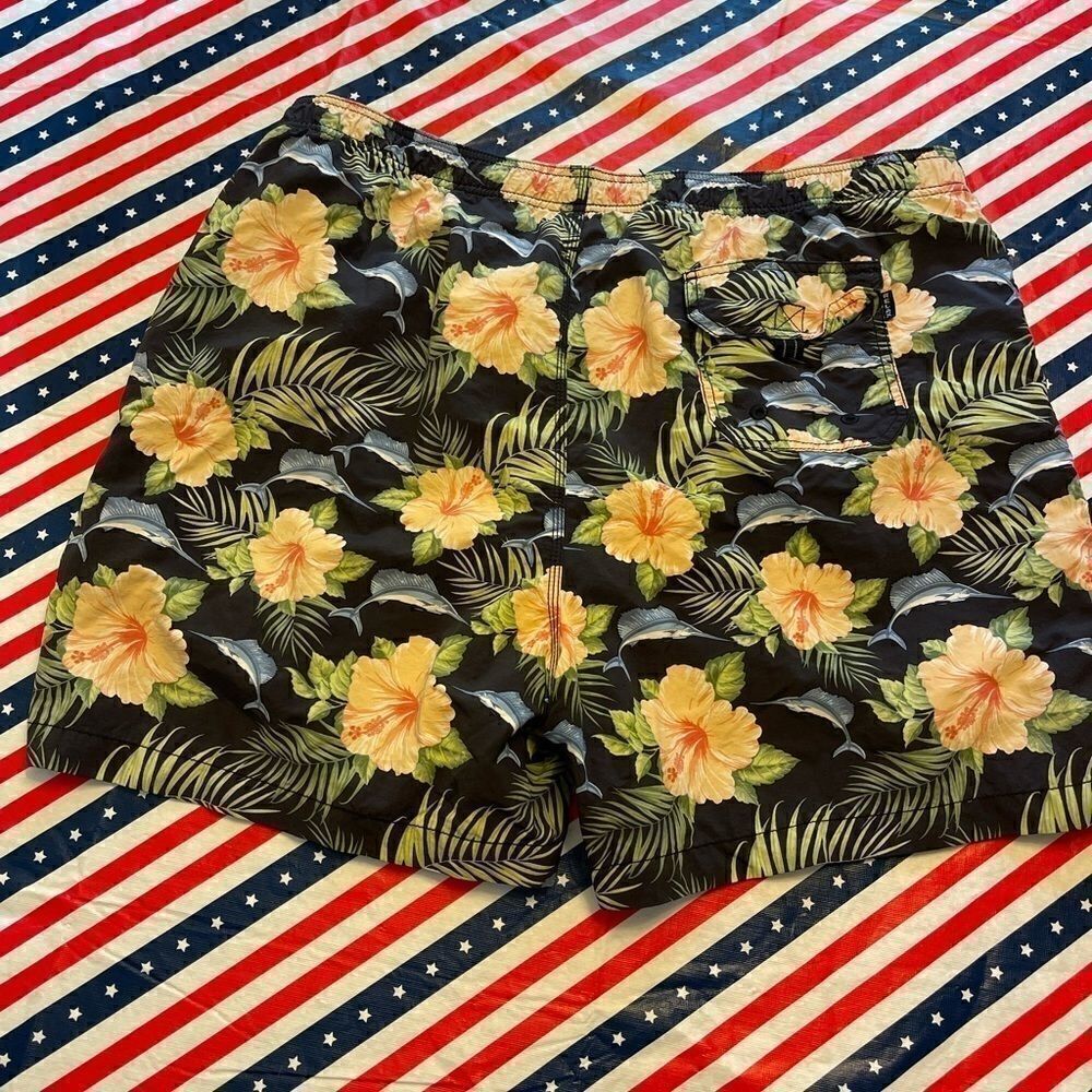 Tommy Bahama Marlin Floral Tropical Swim Trunks - Picture 8 of 13